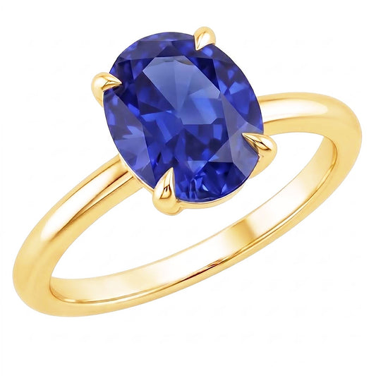 Solitaire Engagement Ring Oval Sri Lankan Sapphire 2.50 Carats