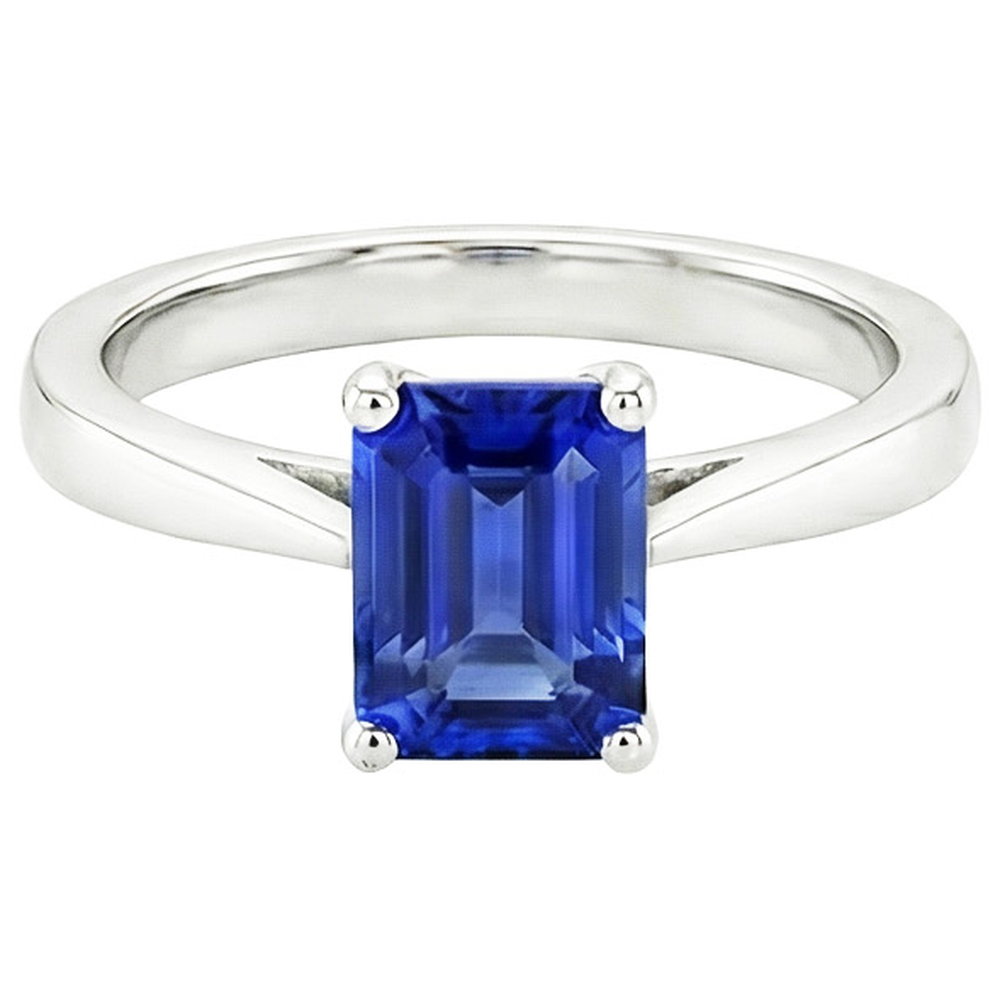 natural emerald sapphire 2ct ring on white background