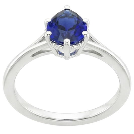 Solitaire Engagement Ring Split Shank Pear Blue Sapphire 2.50 Carats