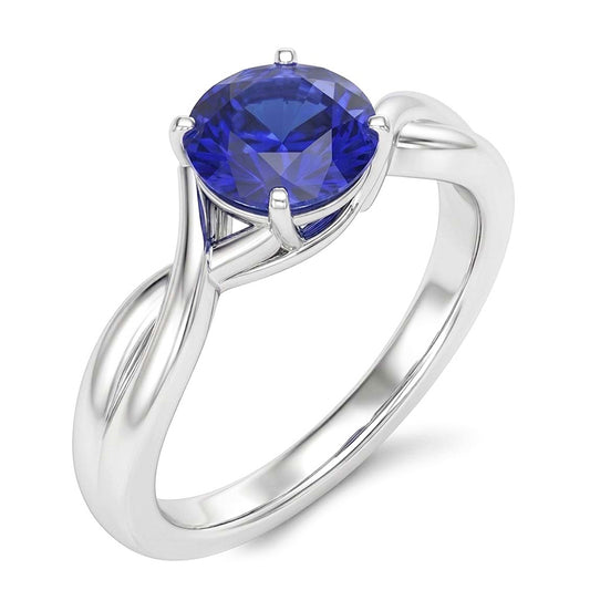 Solitaire Gemstone Blue Sapphire Ring 2 Carats Twisted Style Shank