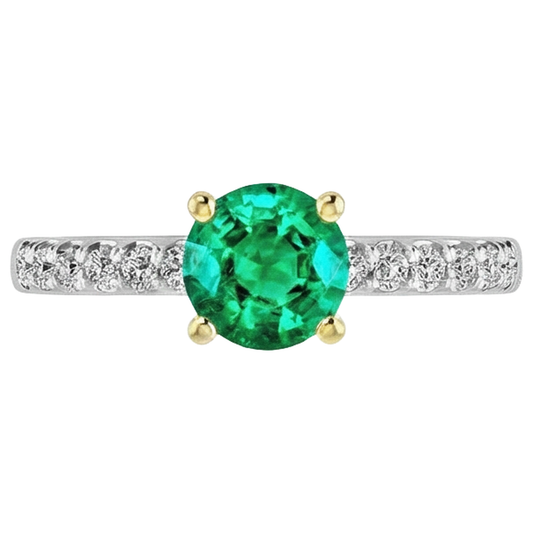 Genuine Colombian Emerald Colored Stone Ring – front view