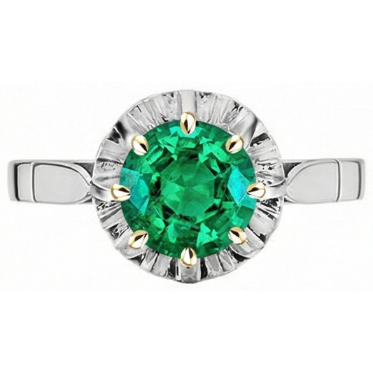 Brilliant Emerald Colored Stone Ring 2.50 ct – front view