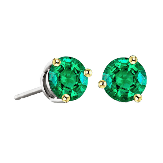 Round Cut Fine Emerald ring in Two-Tone 14K Gold – main view
