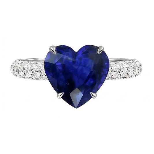 natural round sapphire 4.50ct ring side angle