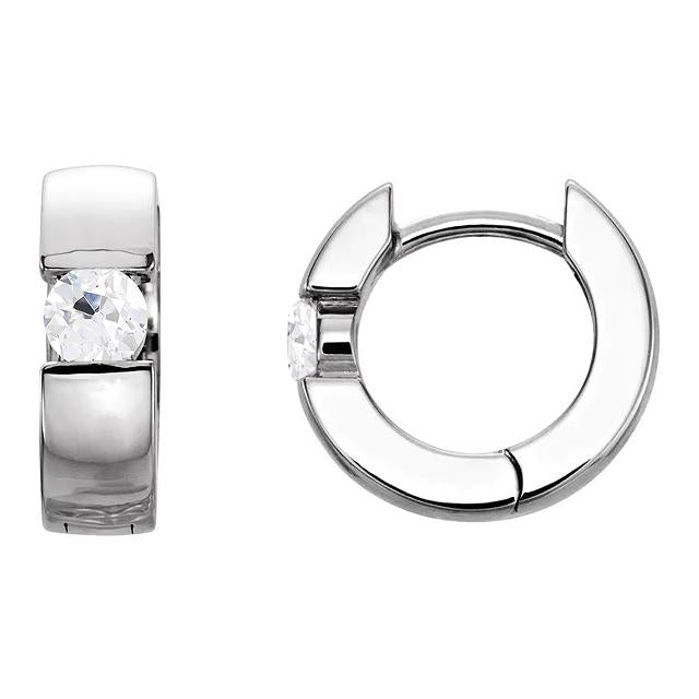 Solitaire Hoop Real Diamond Earrings Old Miner Bar