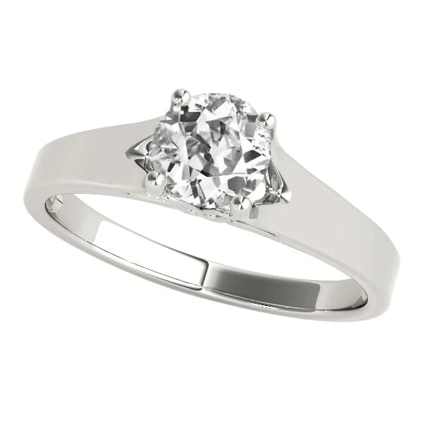 Solitaire Lady's Ring Round Old Miner Real Diamond 1.50 Carats Gold Jewelry
