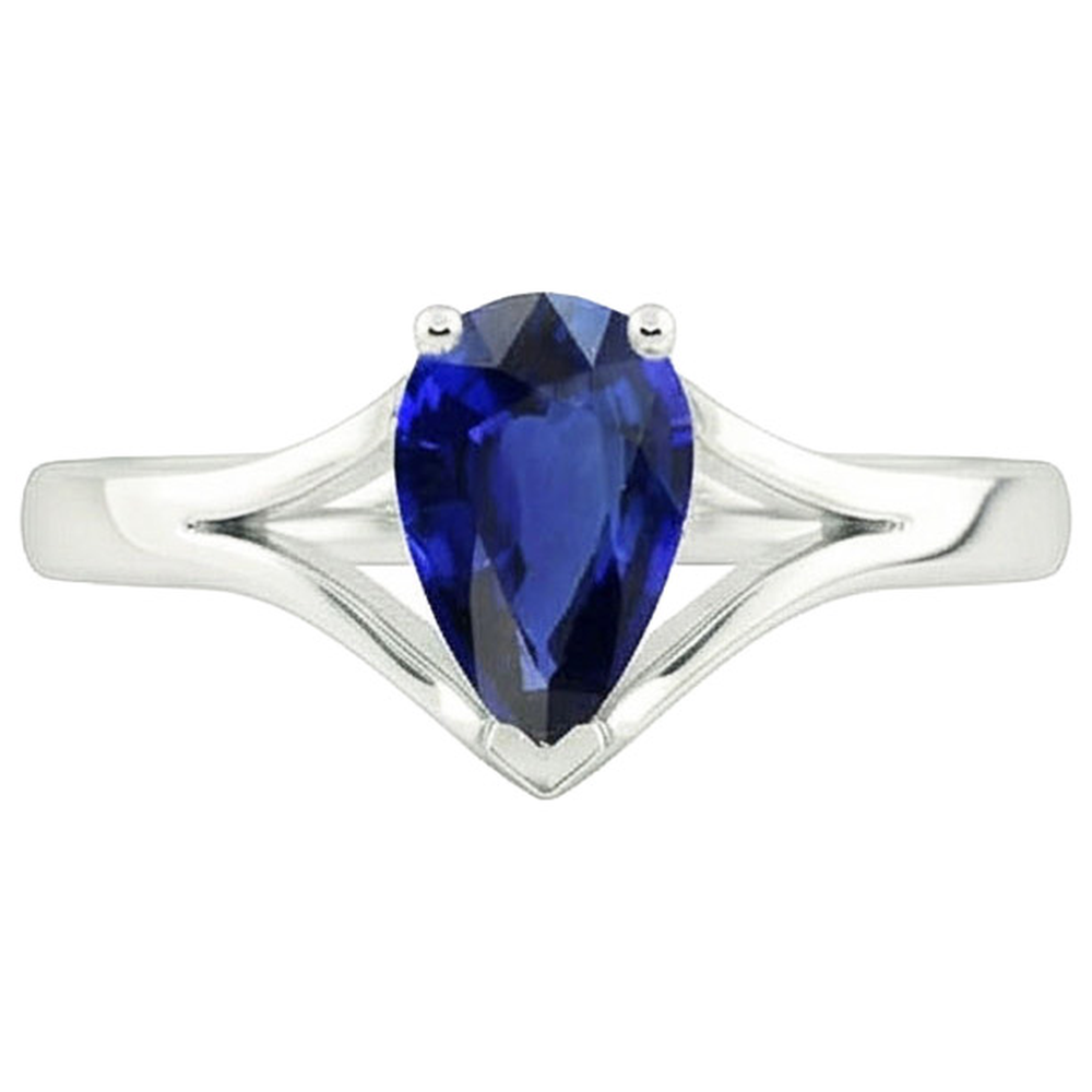 Solitaire Madagascar Pear Sapphire Ring