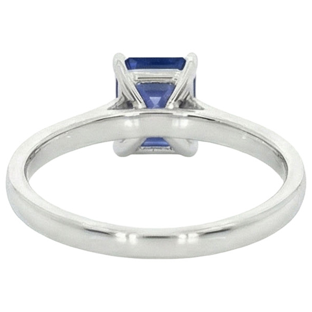 Solitaire Natural Blue Sapphire Ring Emerald Prong Set 1.50 Carats