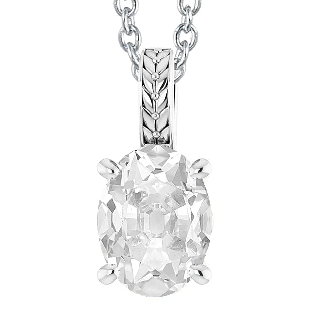 Solitaire Natural Diamond Pendant Slide Oval Old Miner 5 Carats