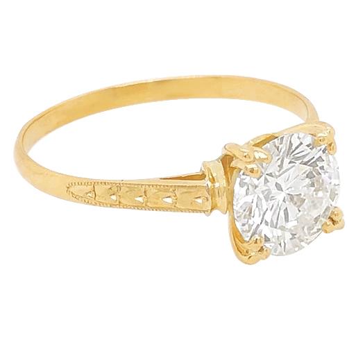 Solitaire Natural Diamond Ring Yellow Gold Ladies Jewelry