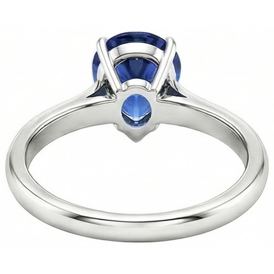 Solitaire Pear Blue Sapphire Gemstone Wedding Ring 2 Carats