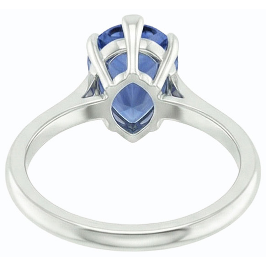 Solitaire Pear Blue Sapphire Ring Prong Set 1.50 Carats