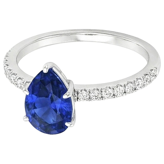 natural round sapphire 3.75ct ring side angle