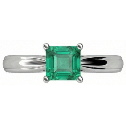 Solitaire Princess Cut Green Emerald 2.50 Carats Wedding Ring Gold White