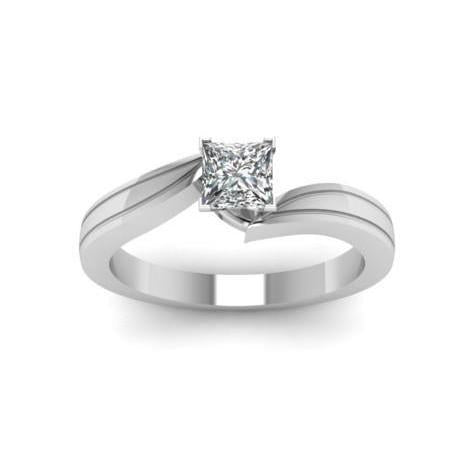 Solitaire Princess Cut Natural 1.01 Carats Diamonds Anniversary Ring Gold