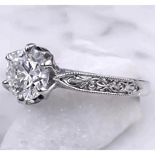 Solitaire Real Diamond Miligrain Ring 2 Carats Filigree