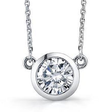 Solitaire Real Diamond Pendant Necklace Dog Ear 2.25 Carats White Gold 14K