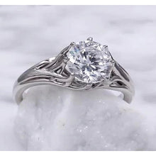 Solitaire Real Diamond Ring 2 Carats Trellis Setting