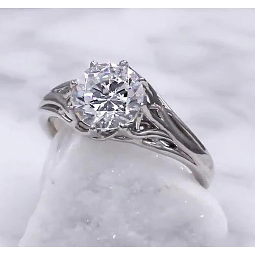 Solitaire Real Diamond Ring 2 Carats Trellis Setting