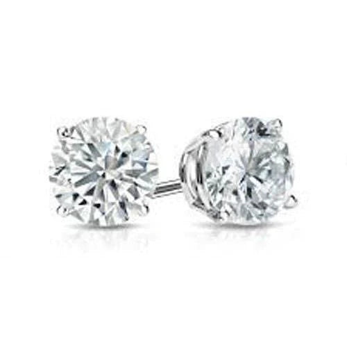 Solitaire Real Diamond Stud Earrings 1.80 Ct. White Gold 14K