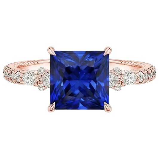 natural round sapphire 5.5ct ring profile view