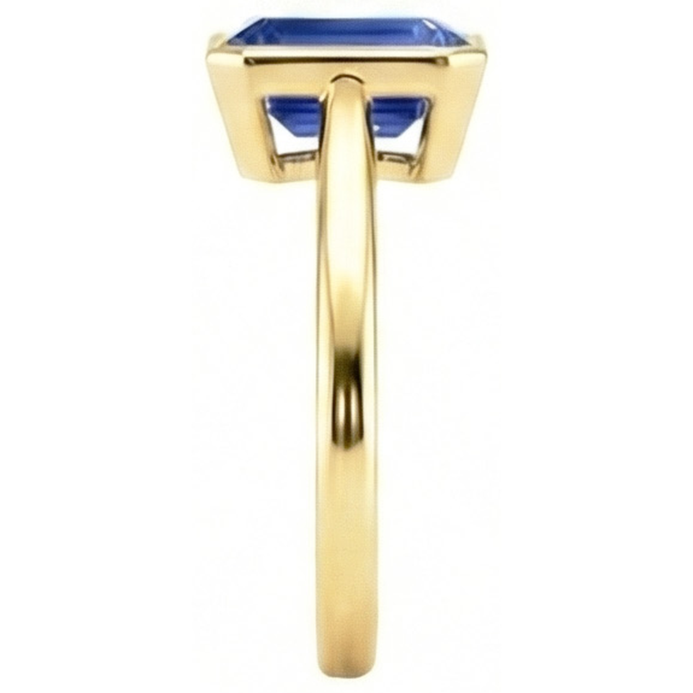 Solitaire Ring Bezel Set Emerald Sri Lankan Sapphire 3 Carats