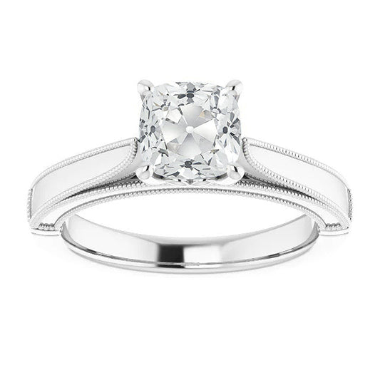 natural cushion diamond 3.50ct ring front view