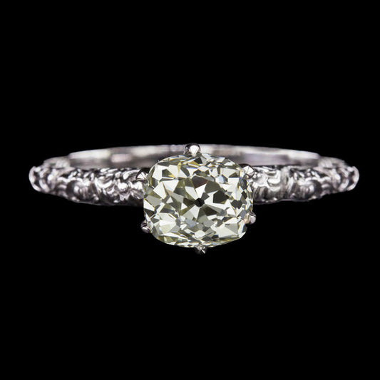 natural cushion diamond 3ct ring front view