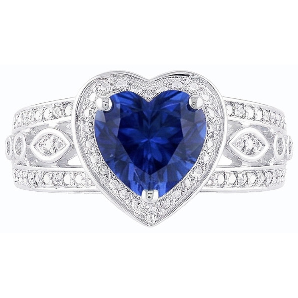 natural heart sapphire 2ct ring profile view