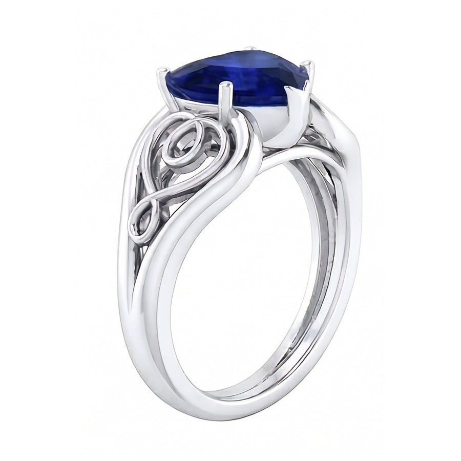 natural heart sapphire 3.50ct ring top view
