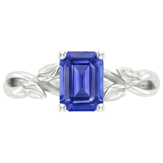 natural emerald sapphire 3.50ct ring profile view