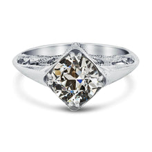 Solitaire Ring Old Cut Real Diamond Antique Style Double Prong Set 2.50 Carats