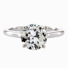 Solitaire Ring Old Cut Round Real Diamond 14K Whte Gold Jewelry 2 Carats