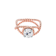 Solitaire Ring Old Cut Round Real Diamond Twisted Rope Style 1 Carat