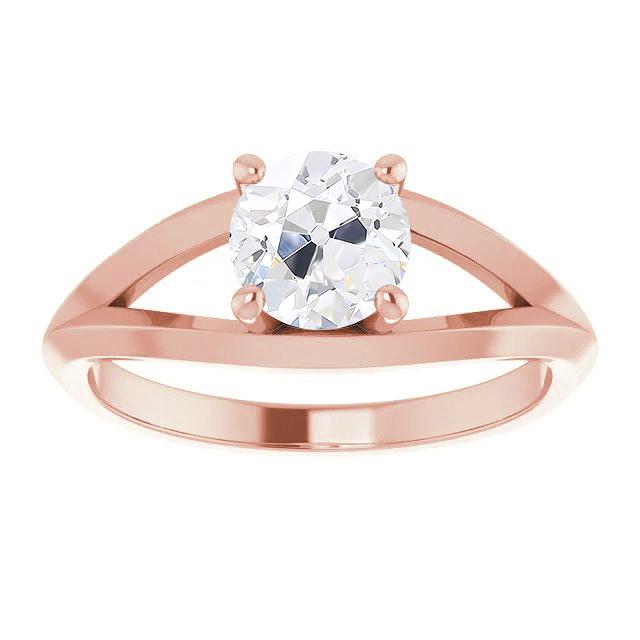 Solitaire Ring Old Mine Cut Genuine Diamond Prong Split Shank 2 Carats