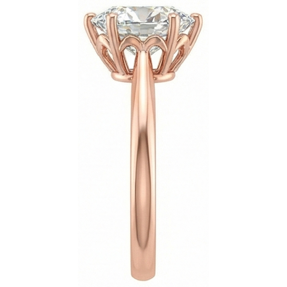Solitaire Ring Oval Old Mine Cut Natural Earth Mined Diamond 6 Prong Set 3 Carats Gold