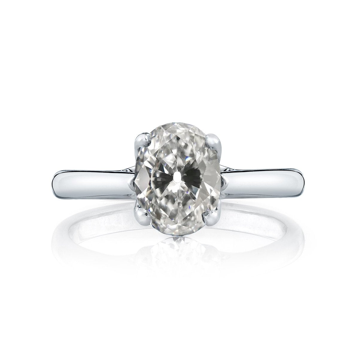 Solitaire Ring Oval Old Mine Cut Real Natural Earth Mined Diamond White Gold 3 Carats