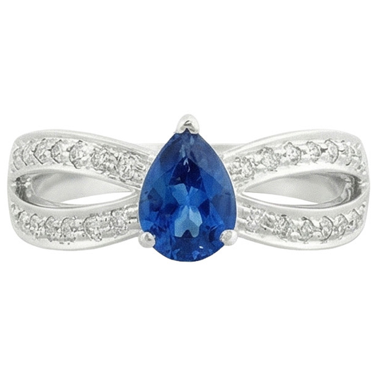 natural round sapphire 3.50ct ring profile view
