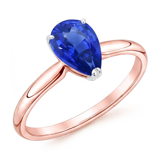 Solitaire Ring Pear Sri Lankan Sapphire 3 Carats