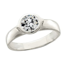 Solitaire Ring Round Old Mine Cut Real Diamond Bezel Set 1.50 Carats