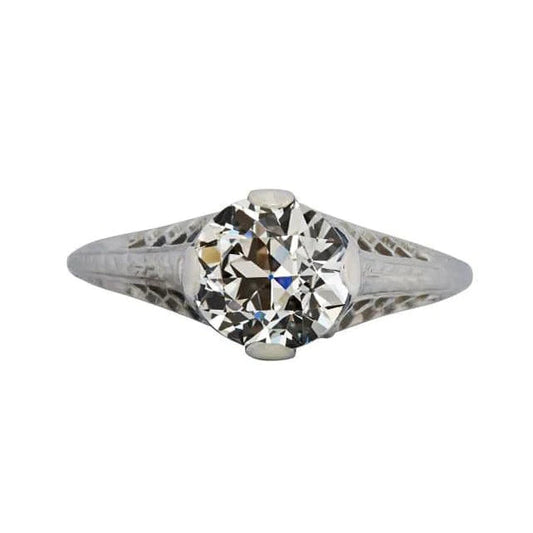 natural round diamond 2ct ring front view