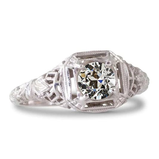 natural round diamond 2ct ring front view