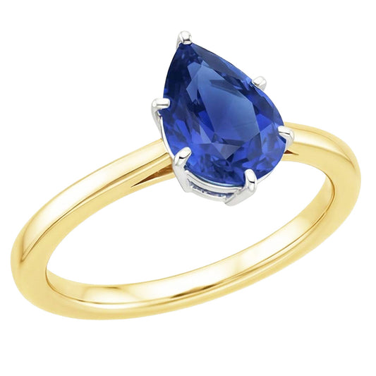 natural pear sapphire 2ct ring front view