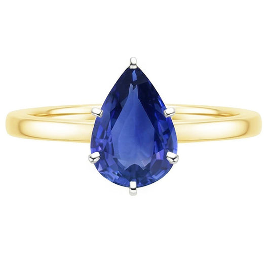 natural pear sapphire 2ct ring side angle