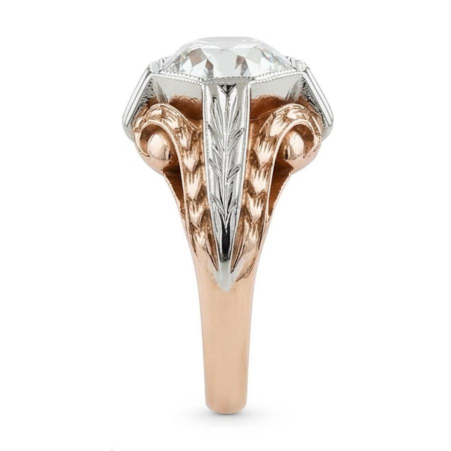 Solitaire Ring Vintage Bezel Set Round Old Mine Cut Natural Earth Mined Diamond 2 Carats