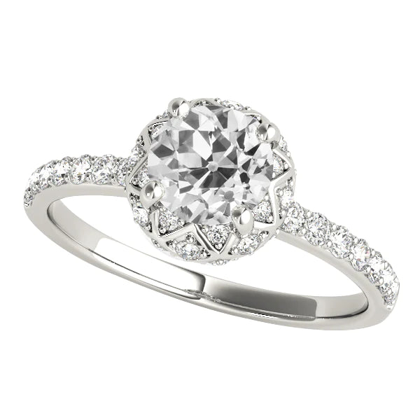 Solitaire Ring With Accents Round Old Cut Real Diamonds 5 Carats