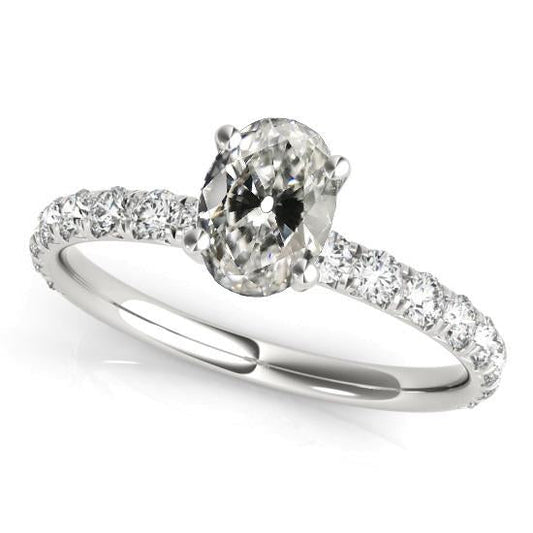 Solitaire Ring With Accents Round & Oval Old Miner Natural Earth Mined Diamond 4.50 Carats