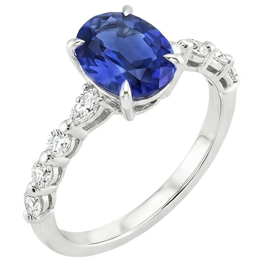 natural round sapphire 4ct ring side angle