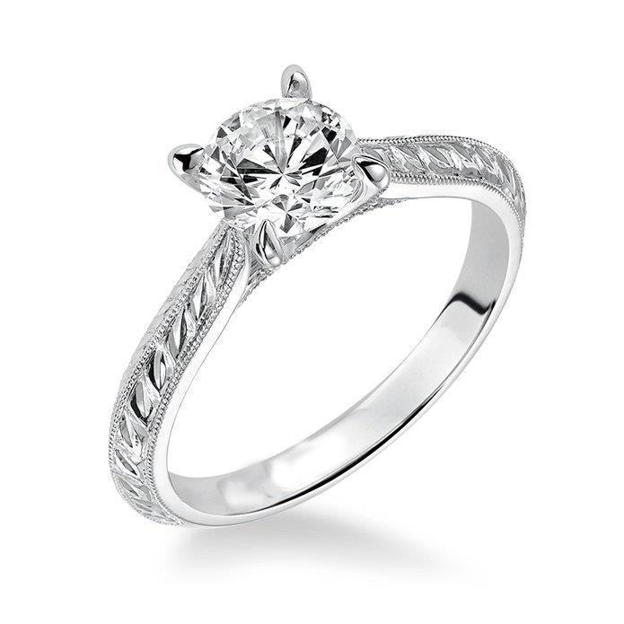 Solitaire Round 1.50 Carats Real Diamond Milgrain Engagement Ring White Gold 14K