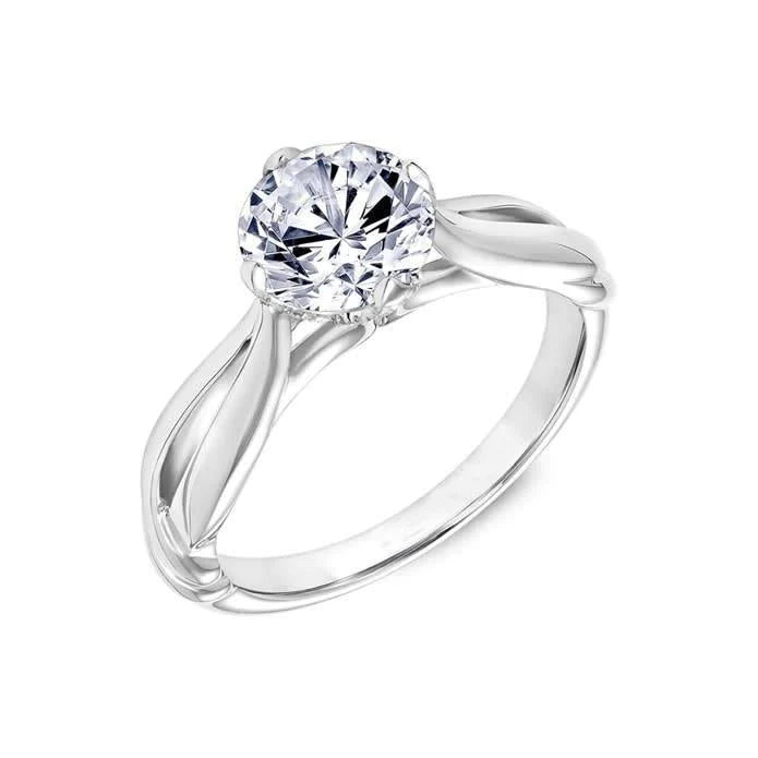 Solitaire Round Cut 2 Carats Real Diamond Engagement Ring White Gold 14K